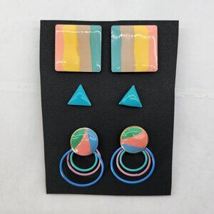 BFD- 80s & 90s Colourful Pastel Shapes Earring Set